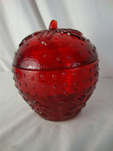 Load image into Gallery viewer, Vintage Longaberger Collectors Club Red Glass Strawberry Jam Jar with Lid
