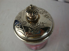 Load image into Gallery viewer, Vintage Fenton Fern Cranberry Glass Pickle Jar with Engraved Floral Metal Lid
