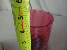 Load image into Gallery viewer, Vintage Fenton Fern Cranberry Glass Pickle Jar with Engraved Floral Metal Lid
