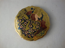 Load image into Gallery viewer, 1960's Stratton England Art Deco Revival Lady with Harp &amp; Peacock Enamel Compact
