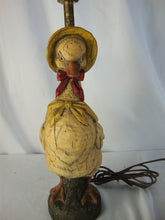 Load image into Gallery viewer, Vintage 1971 Carved Mother Goose Table Electric Lamp No Shade
