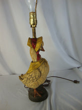 Load image into Gallery viewer, Vintage 1971 Carved Mother Goose Table Electric Lamp No Shade
