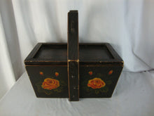Load image into Gallery viewer, Vintage Painted Floral Sewing Wedding Wood Box with Lift Off Lid
