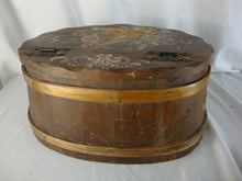 Load image into Gallery viewer, Vintage Handpainted Oval Wood Flip Top Storage Box
