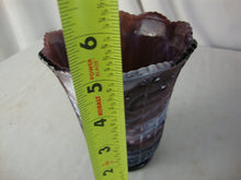 Load image into Gallery viewer, Vintage Purple Slag Glass Grid and Flower Pattern Scallop Edge Flower Vase
