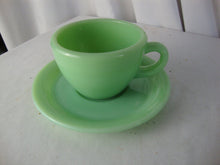 Load image into Gallery viewer, Vintage Fire King Jadeite C Handle Restaurant are Mug and Saucer Set
