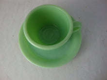 Load image into Gallery viewer, Vintage Fire King Jadeite C Handle Restaurant are Mug and Saucer Set

