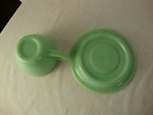 Load image into Gallery viewer, Vintage Fire King Jadeite C Handle Restaurant are Mug and Saucer Set
