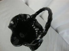 Load image into Gallery viewer, Vintage Fenton Black Glass Holly &amp; Berries Signed Art Glass Basket
