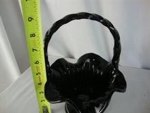 Load image into Gallery viewer, Vintage Fenton Black Glass Holly &amp; Berries Signed Art Glass Basket
