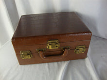 Load image into Gallery viewer, Vintage Shortrip Double Decker Brown Leather Makeup Train Case Suitcase WITH KEYS
