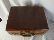 Load image into Gallery viewer, Vintage Shortrip Double Decker Brown Leather Makeup Train Case Suitcase WITH KEYS
