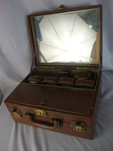 Load image into Gallery viewer, Vintage Shortrip Double Decker Brown Leather Makeup Train Case Suitcase WITH KEYS
