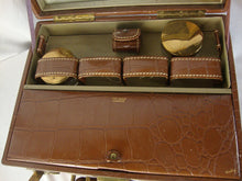 Load image into Gallery viewer, Vintage Shortrip Double Decker Brown Leather Makeup Train Case Suitcase WITH KEYS
