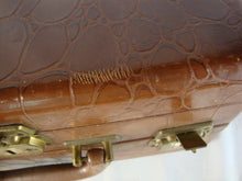 Load image into Gallery viewer, Vintage Shortrip Double Decker Brown Leather Makeup Train Case Suitcase WITH KEYS
