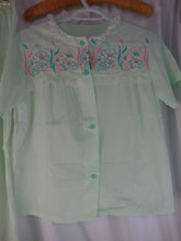 Load image into Gallery viewer, Stones Wear USA Womens Embroidered Flowers Size 34 Bust Mint Green Button Shirt Pant Pajama Set
