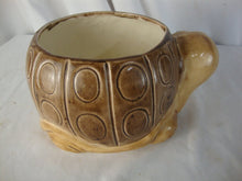 Load image into Gallery viewer, 1970s Ceramic Brown Smiling Turtle Indoor Planter
