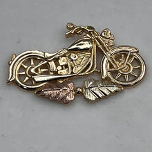 Load image into Gallery viewer, Lapel Pin, 10K Gold, Black Hills Gold Leaves, Motorcycle
