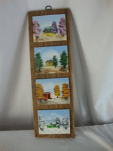 Load image into Gallery viewer, Vintage Ann Varner Four Seasons Mini Art on Weathered Wood Plaque
