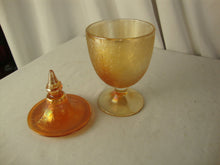 Load image into Gallery viewer, Vintage Imperial Glass Marigold Carnival Crackled Candy Dish with Lid
