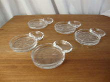 Load image into Gallery viewer, Vintage Fostoria Mademoiselle Clear Glass Coaster with Tea Bag Spoon Side Rest Set of 5 Coasters
