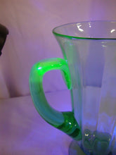 Load image into Gallery viewer, Vintage Fostoria Vaseline Glass Tall Footed Pitcher
