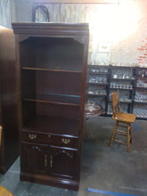 Load image into Gallery viewer, Shelving Unit, Bookcase, American Drew, Glass Shelves, Cabinet Bottom, Red Mohag
