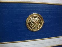Load image into Gallery viewer, Lillian August Karl Bold Blue Cream with Gold Hardware 4 Drawer Chest Dresser
