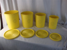 Load image into Gallery viewer, Vintage Tupperware Lemon Yellow Nesting Canister Set 4 Piece
