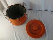 Load image into Gallery viewer, MCM Copco Michael Lax Orange Enamel Deep Fryer with Fryer Insert Pot
