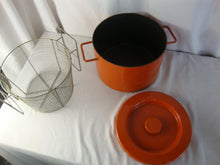 Load image into Gallery viewer, MCM Copco Michael Lax Orange Enamel Deep Fryer with Fryer Insert Pot
