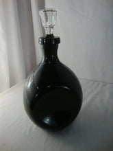 Load image into Gallery viewer, Vintage Black Glass Pinched Waist Decanter with Clear Glass Stopper
