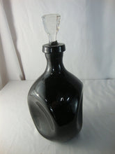 Load image into Gallery viewer, Vintage Black Glass Pinched Waist Decanter with Clear Glass Stopper
