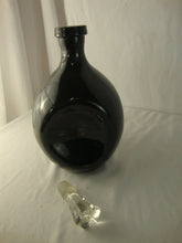 Load image into Gallery viewer, Vintage Black Glass Pinched Waist Decanter with Clear Glass Stopper
