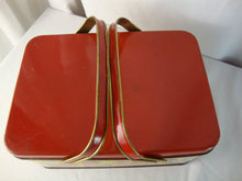 Load image into Gallery viewer, 1950s Tin Circus Animal Instruments Kids Lunch Picnic Box with Swing Handles
