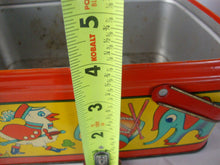 Load image into Gallery viewer, 1950s Tin Circus Animal Instruments Kids Lunch Picnic Box with Swing Handles
