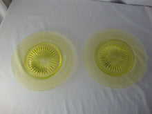Load image into Gallery viewer, Vintage Fostoria Canary Yellow Vaseline Glass Sunburst Salad Plate Set of 2
