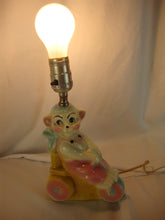 Load image into Gallery viewer, Vintage Pastel Circus Bear on Bicycle Childrens Electric Lamp
