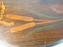 Load image into Gallery viewer, Vintage Dark Wood Flower Cattail Motif Lazy Susan Turntable
