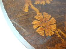Load image into Gallery viewer, Vintage Dark Wood Flower Cattail Motif Lazy Susan Turntable
