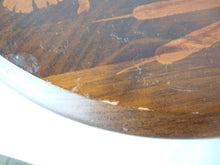 Load image into Gallery viewer, Vintage Dark Wood Flower Cattail Motif Lazy Susan Turntable
