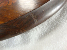 Load image into Gallery viewer, Vintage Dark Wood Flower Cattail Motif Lazy Susan Turntable
