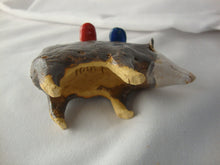 Load image into Gallery viewer, Lynn Bailey Folk Art Potter Gray Opossum with Red and Blue Bird Small Animal Stack Figurine
