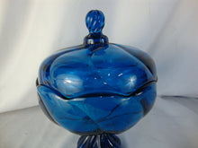 Load image into Gallery viewer, MCM Viking Art Glass Bluenique Covered Candy Dish
