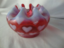 Load image into Gallery viewer, Vintage Fenton Cranberry Opal Small Rose Bowl Heart Optic Pattern
