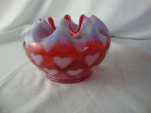 Load image into Gallery viewer, Vintage Fenton Cranberry Opal Small Rose Bowl Heart Optic Pattern
