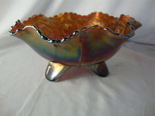 Load image into Gallery viewer, Antique Fenton Glass Dragon Lotus Carnival Glass Spatula Footed Bowl
