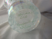 Load image into Gallery viewer, Vintage Fenton Glass White Opal Spiral Handpainted Clematis Vine Numbered Signed Art Glass Vase
