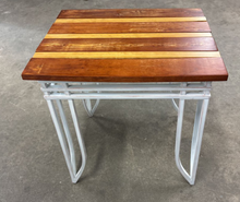 Load image into Gallery viewer, Outdoor Iron End Table With Custom Wood Top
