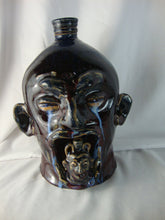 Load image into Gallery viewer, Marvin Bailey Folk Art Signed Dark Brown Crying Eyes With Mini Face Jug in Mouth Ugly Face Jug
